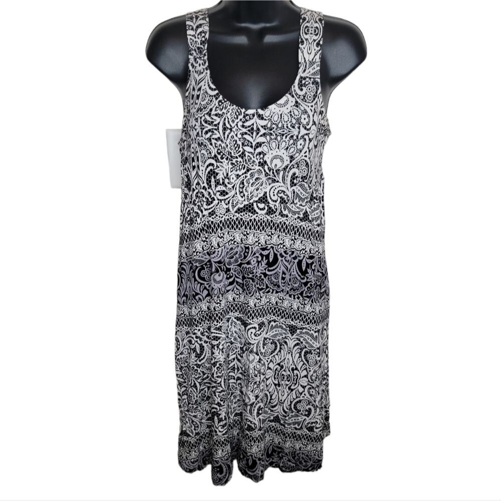Soma Nwot floral scroll print stretch knit summer sun dress size Small